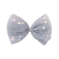 Fermaglio per capelli grigio in tulle con pois colorati e grande fiocco da principessa - Pois Blu Nebbia
