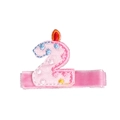 Pinza de terciopelo rosa con número 2 de cumpleaños bordado, vela y mini estrellas - Número '2' (MC471)