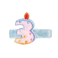 Pinza para el pelo rosa número 3 de cumpleaños con bordado de estrellas y llama - Número '3' (MC472)
