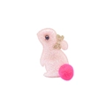 Hasen-Haarclip aus rosa Glitzer mit goldener Schleife und magentafarbenem Bommel - Rosa