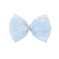 Fiocco per capelli azzurro in tulle con piume bianche e fiocco di neve argentato - Mc1534 Piuma A Fiocco Di Neve Azzurra / -