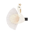 Sparkly white swan hair clip with golden crown and mesh wings for little girls - - / Swan White Mesh Star (MC1550)