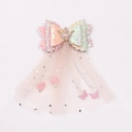 Fermaglio per capelli a farfalla con paillettes bambina, corona d'oro e nastri di tulle - Nastro Principessa Farfalla a Triplo Strato