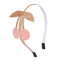 Serre-tête cerise pailleté rose avec détails de feuilles dorées pour filles et enfants - Cerise Rose (MH363)