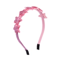 Serre-tête rose à étoiles scintillantes pour enfants avec paillettes et ruban - Étoile Brillante Rose Rouge (MH361)
