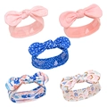 Lot de 5 bandeaux élastiques pour bébé avec oreilles de lapin, unis et à motifs fleurs - Collection de Nœuds Assortis (MS5312)