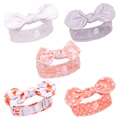 Set di 5 fasce per capelli neonato elastiche con orecchie da coniglio e fenicotteri - MS5316 Fascia con Fiocco