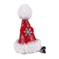 Pince à cheveux chapeau de Noël à paillettes rouges avec pompon blanc et flocon de neige - Bonnet de Noël à Paillettes (MC6731)