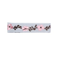 Fermaglio per capelli con ricamo floreale, nastro azzurro e motivi di fiori rosa - MC1204 Ricamo Fior di Prugno