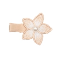 Fermaglio per capelli a fiori ricamati beige con perla e base in metallo rivestita - MC1205 Giglio Arancio Chiaro