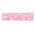 Fascia elastica rosa per neonati con stampa di cigni e morbido fiocco annodato - Cigno Rosa e Bianco