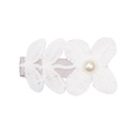 Elegant floral lace hair clip for girls with white embroidery and pearl centerpiece - MC1206 Tulip Lace