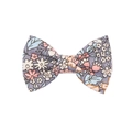 Floral bow hair clip with purple fabric and delicate pink flower patterns for girls - MC1209 Blue Rose