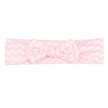 Weiches elastisches Baby Stirnband mit rosa-weißem Zickzack-Muster und Schleife - Hellrosa Wellenmuster