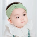 Soft light green ribbed knit elastic headband with twisted knot design for infants - Grass Green