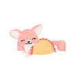Fermaglio per capelli a forma di cucciolo rosa glitterato con decoro taco giallo - Stile Chihuahua 2 (MC1164)