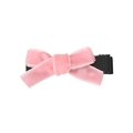 Pink velvet bow hair clip with black grosgrain ribbon base for women or girls - Anna Pink (MC2594)