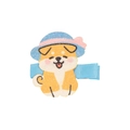 Lindo clip de pelo Shiba Inu con sombrero de sol azul y acabado de purpurina fina - Estilo Akita 2 (MC1160)