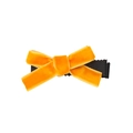 Handmade orange velvet bow hair clip with black ribbed base for elegant princess hairstyle - Rich Orange (MC2595)