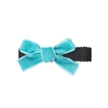 Light blue velvet bow hair clip with black ribbed fabric wrapped alligator grip - Lake Blue (MC2596)