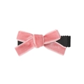 Pink velvet handmade bow hair clip with black ribbed metal alligator clip for women - Lotus Pink (MC2597)