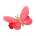 Pink fairy butterfly hair clip for girls with red ribbon and white polka dots - Pink Polka Dot Red Clip (MC1325)
