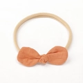Bandeau élastique pour bébé avec un nœud orange vif en coton et lin sur bande nylon - Brun Grès