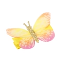 Barrette papillon féerique en tulle dégradé jaune et rose avec paillettes dorées - Paillettes Dorées Dégradé Jaune Rose (MC1332)