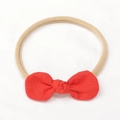 Bandeau élastique pour bébé avec un nœud en lin rouge en coton doux et bande en nylon - Rouge Cerise