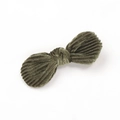 Olive green corduroy bow hair clip for girls with soft ribbed velvet texture design - Dark Green