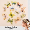 Lot de 12 barrettes papillon en tulle jaune d'automne avec cristaux pour filles - Papillons Série Jaune (MS6719)