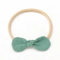 Bandeau bébé vert menthe avec nœud en coton et lin et nylon extensible doux - Vert Foncé