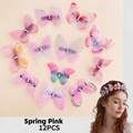 Lot de 12 barrettes papillon en tulle rose et violet avec cristaux étincelants - Papillons Série Rose (MS6720)