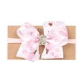 Bandeau élastique rose pour bébé avec nœud floral et centre en strass brillants - Nœud Imprimé Fleur de Cerisier (MB885)