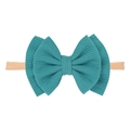Baby oversized teal bow headband with ultra-soft elastic nylon band for newborn girls - Malachite green