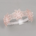 Fascia per neonati in pizzo rosa con fiori e perle delicate e nastro elastico morbido - Fiore Farfalla Rosa Chiaro (MB654)