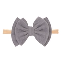 Elastic nylon baby headband with a large grey textured bow for infant girls - Dark Gray