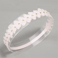 Elastic baby lace headband in light pink with golden embroidered flower petals - Pink Garland (MB684)