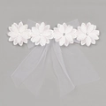 Fascia neonata in pizzo bianco con perle e fiocco in tulle per servizio fotografico - Pizzo Sakura Rosa (MB1941)