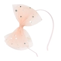 Cerchietto rosa per bambine con fiocco in tulle, paillettes a stella e nastro morbido - Stile Stella Con Fiocco In Rete (MH384)