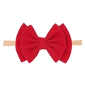 Elastic baby headband with a large red grosgrain bow and seamless nylon band - Cherry Red