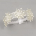 Fascia elastica per neonati con fiori in pizzo bianco e decorazione in perle - Fiore in Chiffon Giallo Chiaro (MB652)