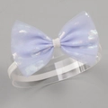 Diadema para bebé con lazo de encaje lavanda y estampado floral irisado en banda elástica blanca - Diadema con Lazo Azul Bebé (MB663)