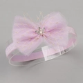 Diadema de encaje lila para bebé con lazo, corona plateada y detalles de malla dorada - Diadema de Corona Morado Lavanda (MB665)
