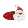 Fermaglio per capelli natalizio con Babbo Natale e glitter oro su feltro rosso - Fermaglio per Capelli Ovale Babbo Natale (MC950)