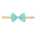Mint green cotton linen baby headband with soft elastic nylon band for toddlers - Mint Green Single Knot (MB2727)