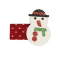 Barrette de Noël bonhomme de neige pailleté blanc avec chapeau noir et base en peluche - Bonhomme de Neige Carré (MC953)