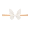 Fascia per capelli per neonati con fiocco a farfalla in pelle bianca e nylon elastico - Farfalla Bianco Perla (MB2460)