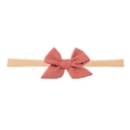 Fascia elastica per neonati con fiocco in lino rosso mattone per bambine - Coda di Rondine Rosso Acero (MB2730)