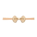 Goldenes Schmetterlings Baby Stirnband aus Kunstleder mit Lychee Muster und Nylonband - Goldene Runde Ohren (MB2464)